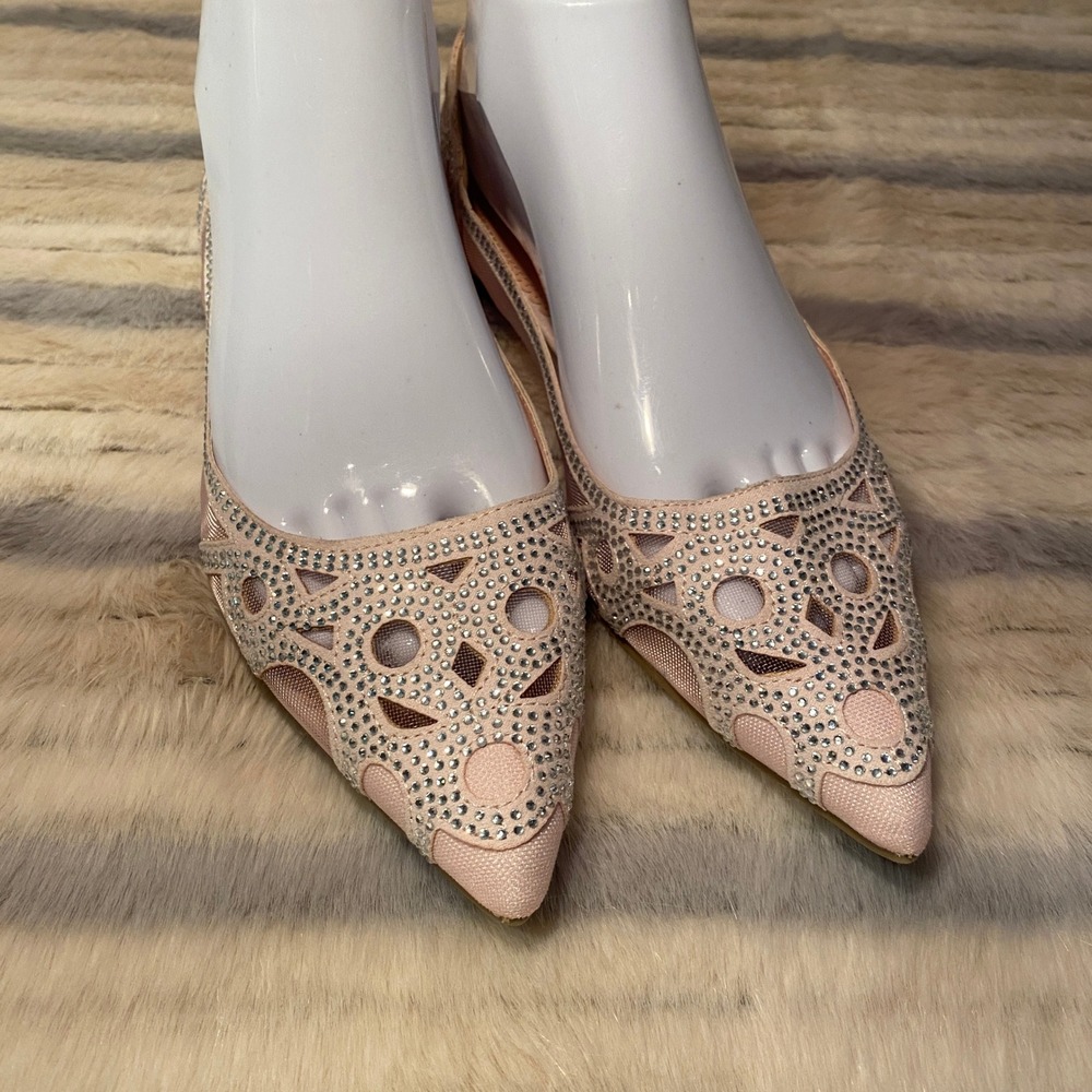 Journee Collection Pale Blush Rhinestone Cutout Pointed Flats NWOB
